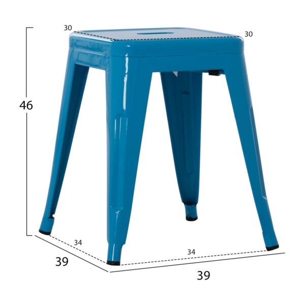 ΣΚΑΜΠΩ ΜΕΤΑΛΛΙΚΟ HM0096.08 MELITA ΣΕ ΜΠΛΕ 39x39x46 εκ.