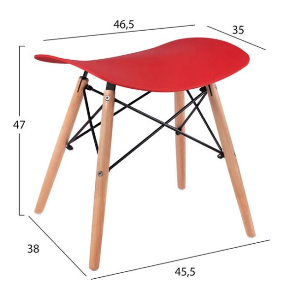 ΣΚΑΜΠΩ ΞΥΛΙΝΑ ΠΟΔΙΑ ΤΟΝΙΑ HM0109.04 KOKKINO 46,5x35x47 εκ.