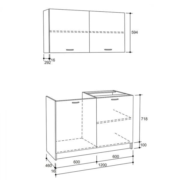 ΣΥΝΘΕΣΗ ΚΟΥΖΙΝΑΣ BLAINE ΜΕΛΑΜΙΝΗ SONAMA-ΛΕΥΚΟ HM2439 120x46-29,2εκ.