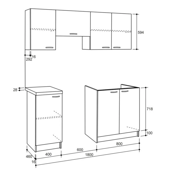 ΣΥΝΘΕΣΗ ΚΟΥΖΙΝΑΣ MAURICE ΜΕΛΑΜΙΝΗ SONAMA-ΛΕΥΚΟ HM2441 180x29,2-46