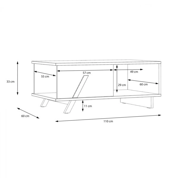 ΤΡΑΠΕΖΙ ΣΑΛΟΝΙΟΥ OTTO HM8815 ΣΤΑΧΤΙ ΜΑΥΡΟ 110x60x33 εκ.