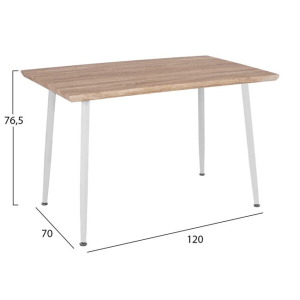 ΤΡΑΠΕΖΙ ΤΡΑΠΕΖΑΡΙΑΣ PALOMA HM8334.02, 120X70X76,5- SONOMA, ΛΕΥΚΑ ΠΟΔΙΑ