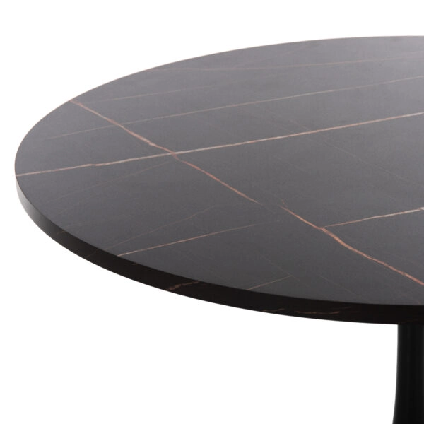 ΤΡΑΠΕΖΙ ΤΡΑΠΕΖΑΡΙΑΣ  ΣΤΡΟΓΓΥΛΟ BLACK MARBLE HM9422.02 Φ120x74Yεκ.