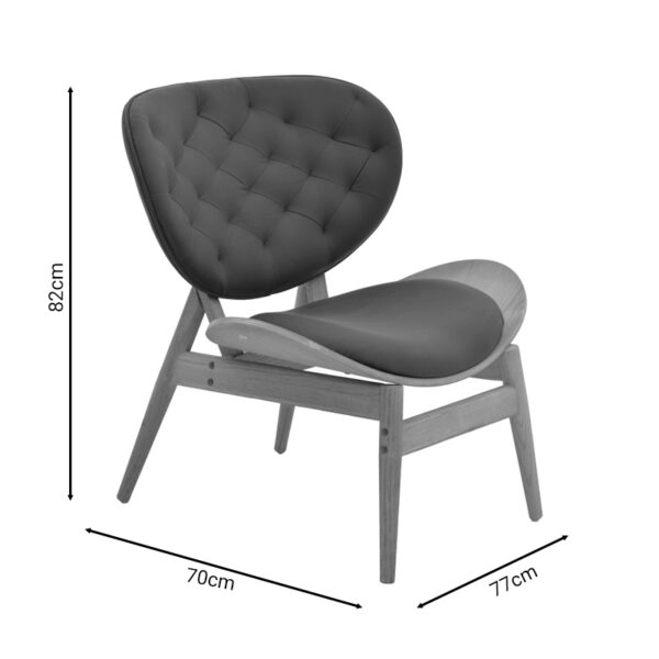 Πολυθρόνα relax Udalle  μασίφ ξύλο καρυδί-PU μάυρο 77x70x82εκ