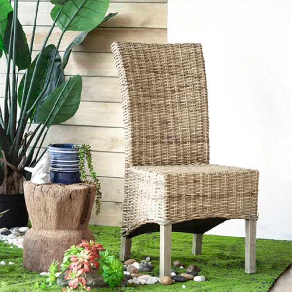 Rattan Καρέκλα Ξύλο/Ρατάν σε Φυσική Απόχρωση (48x62x103)cm