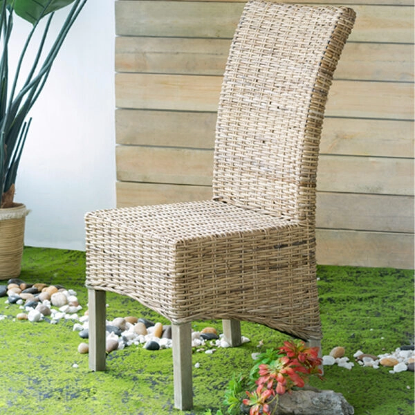 Rattan Καρέκλα Ξύλο/Ρατάν σε Φυσική Απόχρωση (48x62x103)cm