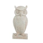 Owl Διακοσμητική Κουκουβάγια Ρητίνη Λευκή Πατίνα (15x13.5x30.5)cm