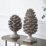 Pine Cone Διακοσμητικό Γλυπτό Κουκουνάρα Ρητίνης Γκρι (18x18x36)cm Σετ/2