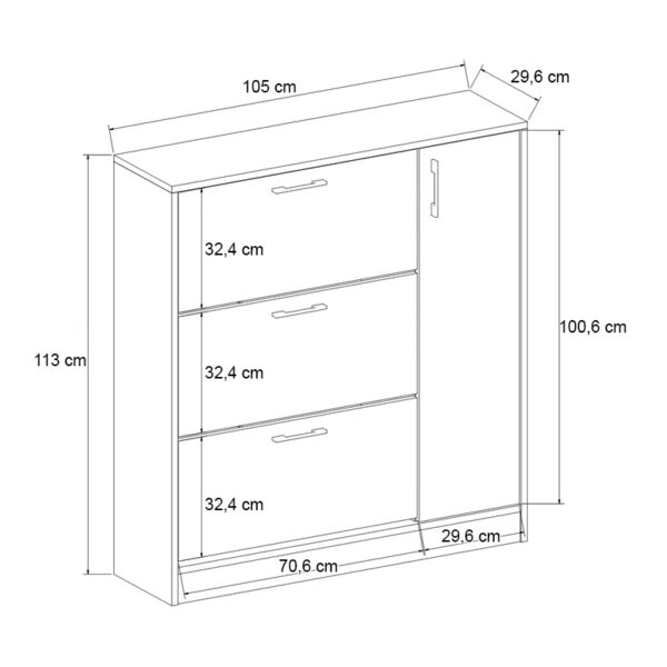 Παπουτσοθήκη Neft  χρώμα λευκό 105x29,6x113εκ.