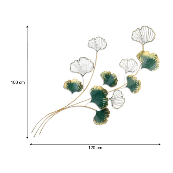Διακοσμητικό τοίχου Flower  μεταλλικό χρώμα χρυσό - πράσινο 120x100εκ.