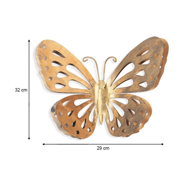 Διακοσμητικό τοίχου Butterfly  μεταλλικό χρώμα χρυσό 29x32εκ.