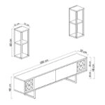 Σύνθεση τηλεόρασης Goldline  χρώμα λευκό - χρυσό 180x30x48εκ.