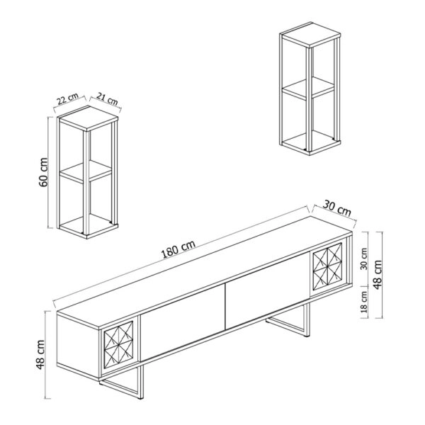 Σύνθεση τηλεόρασης Goldline  χρώμα λευκό - χρυσό 180x30x48εκ.