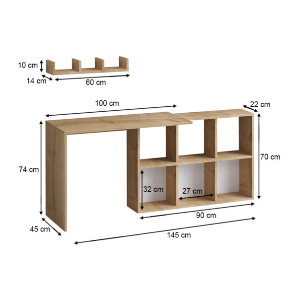 Γραφείο εργασίας Blake  χρώμα φυσικό οξιάς 145x45x74εκ.