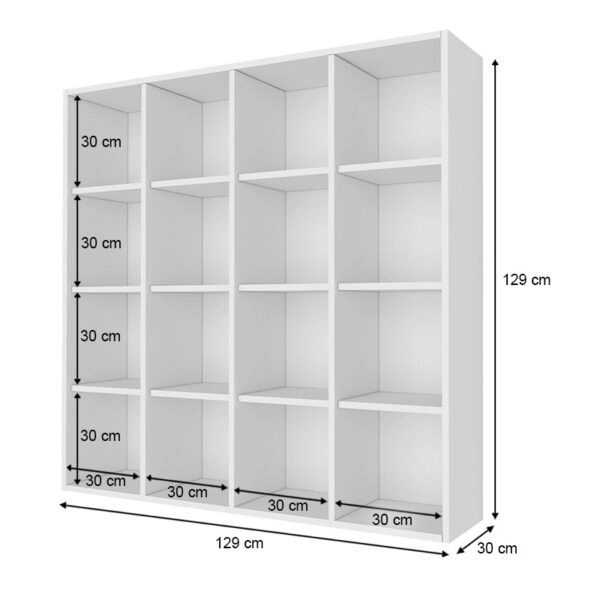 Βιβλιοθήκη Oliver  χρώμα λευκό 129x30x129εκ.