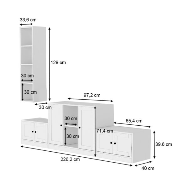 Σύνθεση τηλεόρασης Felix  χρώμα λευκό 226,2x40x71,4εκ.