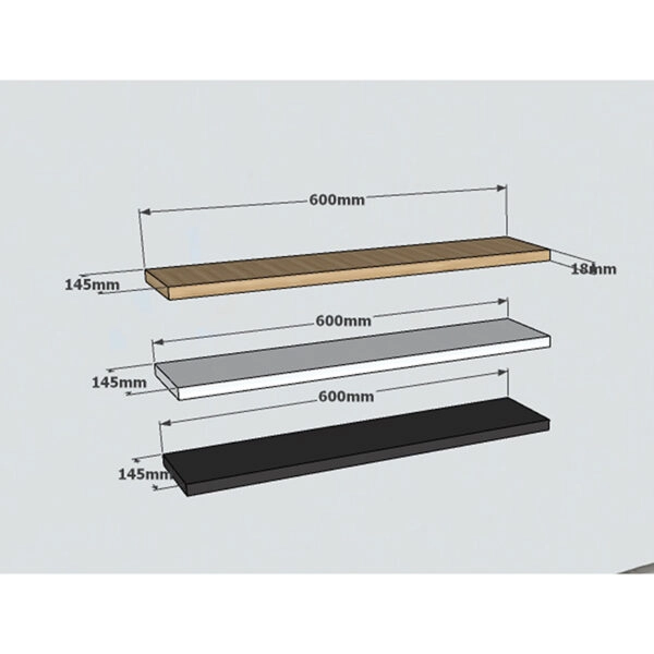 Ραφιέρα τοίχου Edna  σετ 3τεμ τρίχρωμη 60x14.5x1.8εκ