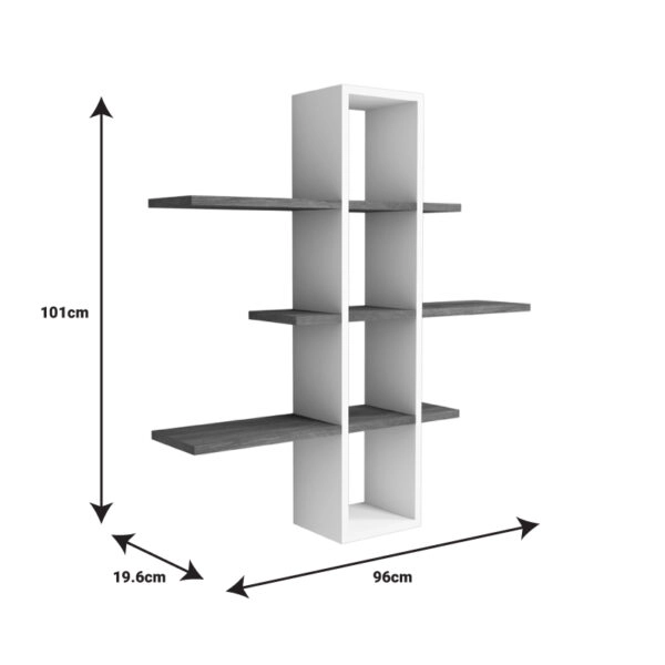 Ραφιέρα τοίχου Akira  μελαμίνη σε καρυδί-λευκή απόχρωση 96x19.5x101εκ
