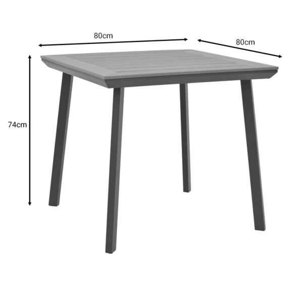 Τραπέζι Synergy  αλουμίνιο ανθρακί-plywood φυσικό 80x80x74εκ