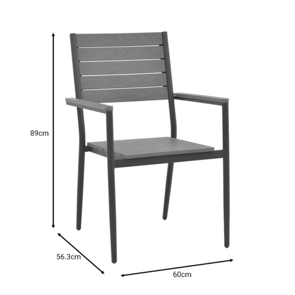 Πολυθρόνα Uplift  αλουμίνιο ανθρακί- plywood γκρι 60x56.3x89εκ