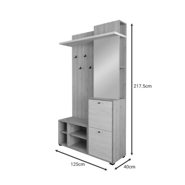 Έπιπλο εισόδου Louisen  oak-λευκό μελαμίνης 125x40x217.5εκ