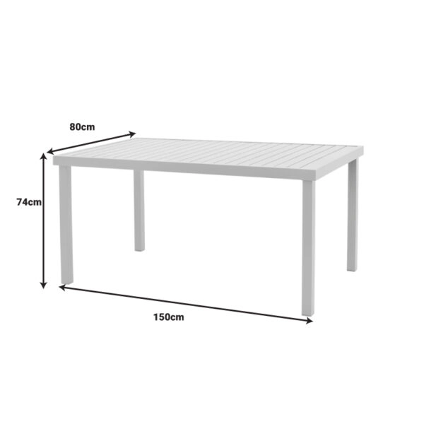 Τραπέζι Kliton   αλουμινίου λευκό 150x80x74εκ