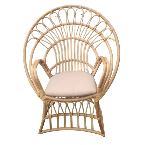 Πολυθρόνα Boloni Inart με μπεζ μαξιλάρι-φυσικό rattan 100x67x120εκ