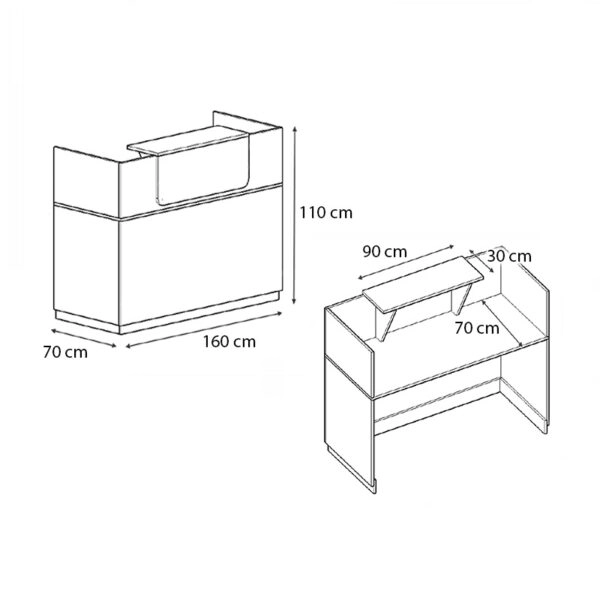 Γραφείο reception Lemmon  χρώμα λευκό 160x70x110εκ.