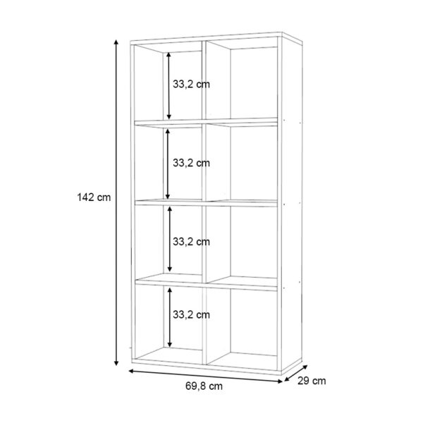 Βιβλιοθήκη Anser  χρώμα γκρι σκυροδέματος 69,8x29x142εκ.