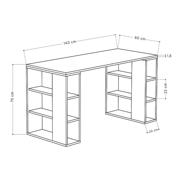 Γραφείο εργασίας Colmar  χρώμα ανοιχτό καρυδί 140x60x75εκ