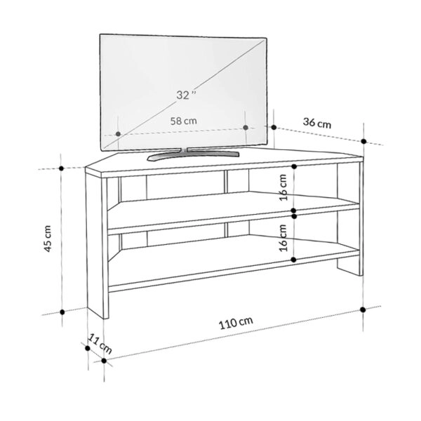 Έπιπλο τηλεόρασης γωνιακό Thales  χρώμα ανοιχτό καρυδί 110x36x45εκ.