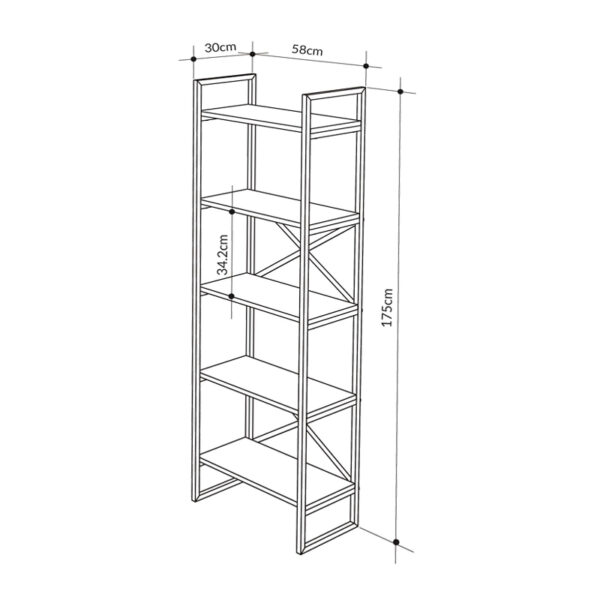 Βιβλιοθήκη Dusan  χρώμα sepet oak 58x30x175εκ.