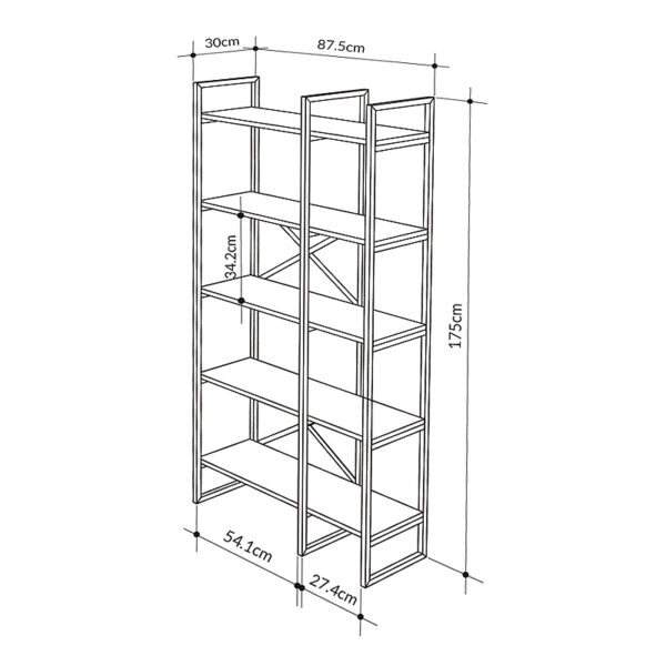 Βιβλιοθήκη Dusan  χρώμα sepet oak 87,5x30x175εκ.