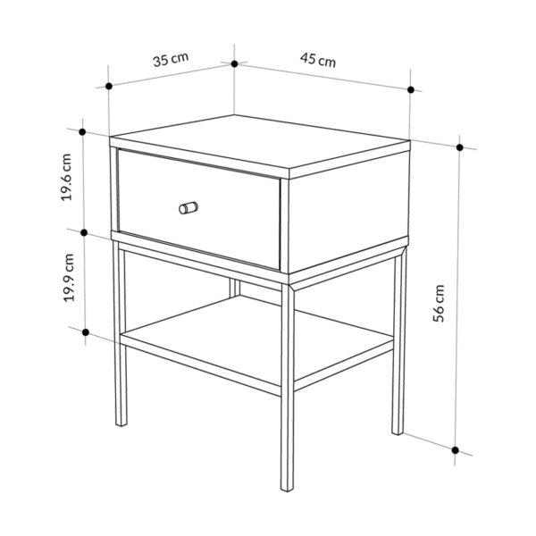 Κομοδίνο Lisa  χρώμα saphhire oak 45x35x56εκ.