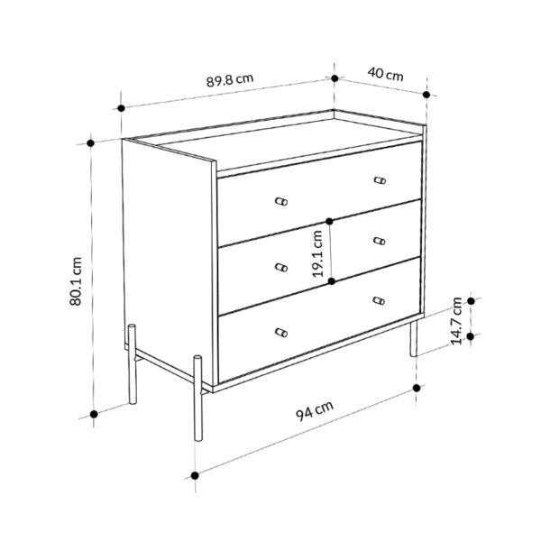 Συρταριέρα Malta  χρώμα sapphire oak 94x40x80,1εκ.