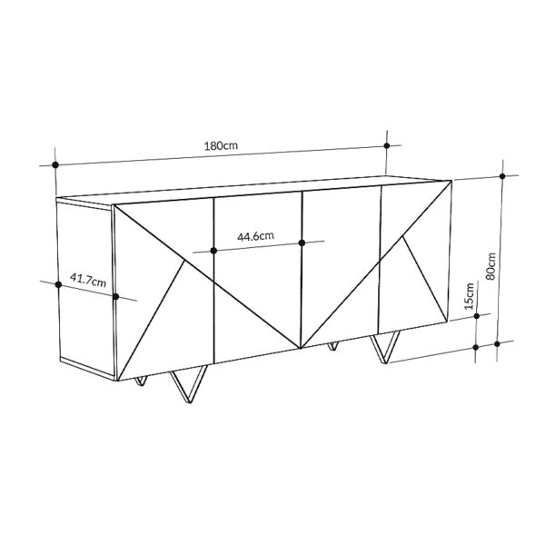 Μπουφές Jakomen  χρώμα ανοιχτό καρυδί 180x41,7x80εκ.