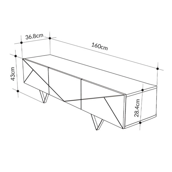 Έπιπλο τηλεόρασης Jakomen  χρώμα ανοιχτό καρυδί 160x36,8x43εκ.