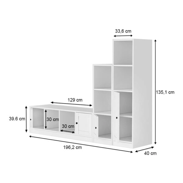 Σύνθεση τηλεόρασης Felix  χρώμα λευκό 196,2x40x135,1εκ.