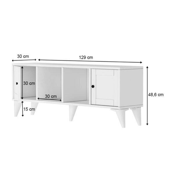 Έπιπλο τηλεόρασης Felix  χρώμα λευκό 129x30x48,6εκ.