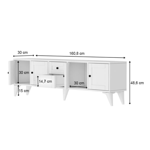 Έπιπλο τηλεόρασης Felix  χρώμα λευκό 160,8x30x48,6εκ.