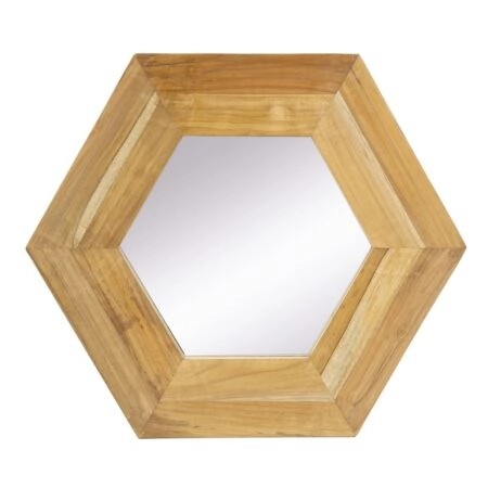 Mirror Καθρέφτης Τοίχου από Ξύλο Teak MDF Φυσική Απόχρωση (47x47x1.9)cm