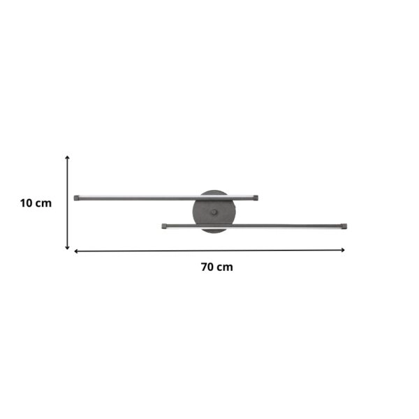 Απλίκα τοίχου Led Frode  μεταλλική χρώμα μαύρο 70x10x10εκ.