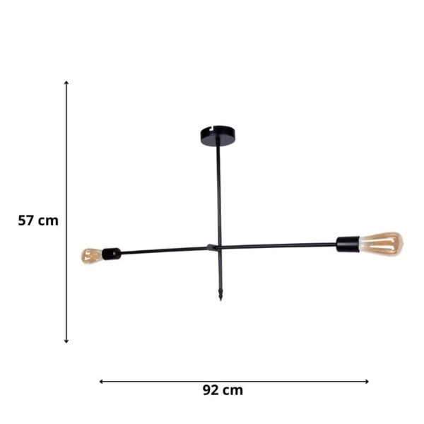 Φωτιστικό οροφής Nimo  E27 μεταλλικό δίφωτο χρώμα μαύρο 92x12x57εκ.