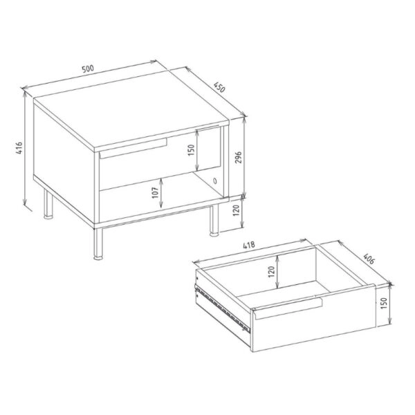 Κομοδίνο Suzy  χρώμα sapphire oak 50x45x41,6εκ.