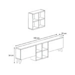 Σύνθεση τηλεόρασης Beta  χρώμα sapphire oak - λευκό 160x25x34εκ.