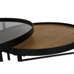 ACCORDO COFFEE TABLE SET 2ΤΕΜ ΦΥΣΙΚΟ ΦΙΜΕ ΜΑΥΡΟ 80x80xH42cm