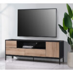 BLACKBIRD TV STAND RIVIERA OAK ΜΑΥΡΟ 160x40,5xH58cm