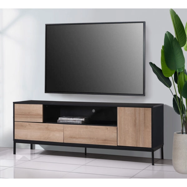 BLACKBIRD TV STAND RIVIERA OAK ΜΑΥΡΟ 160x40,5xH58cm