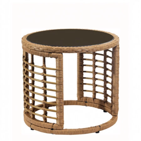 Τραπεζάκι Κήπου  AURIUS Φυσικό Rattan/Γυαλί Φ45x40cm