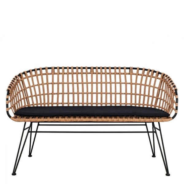 Καναπές Κήπου  ARVENIUS Φυσικό/Μαύρο Rattan 124x57x77cm